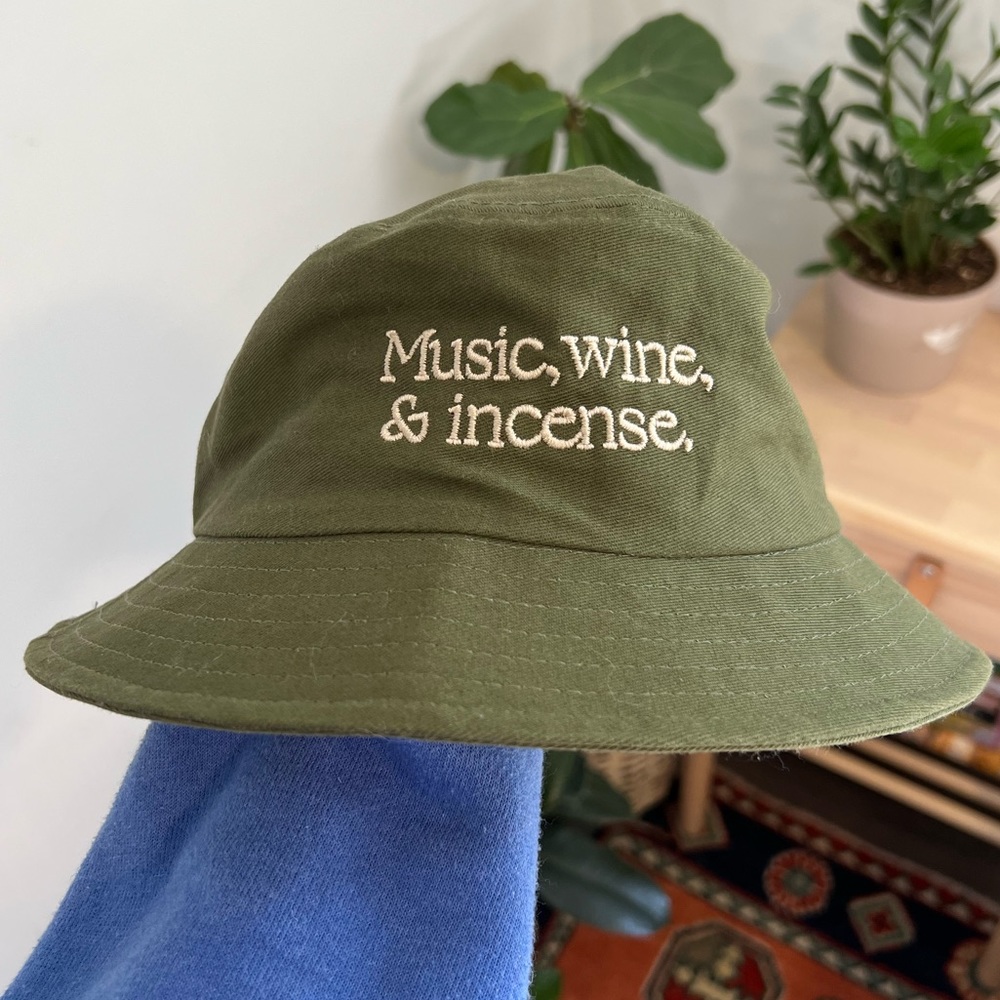 music, wine, and incense bucket hat ✌️